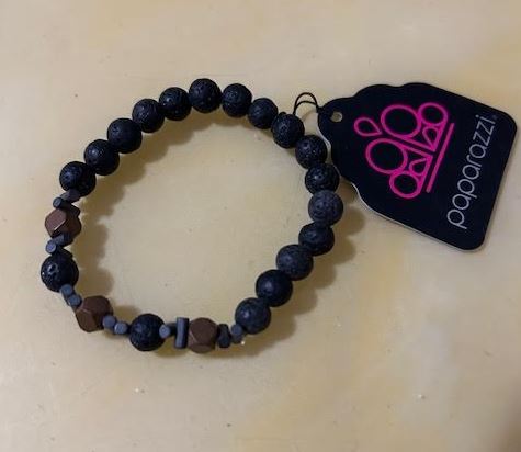 Black, Brown and Grey Lava Stone Bracelet