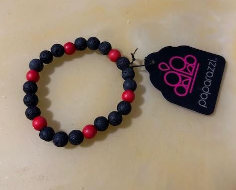 Black and Red Lava Stone Bracelet