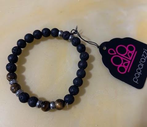 Black and Tiger Eye Lava Stone Bracelet