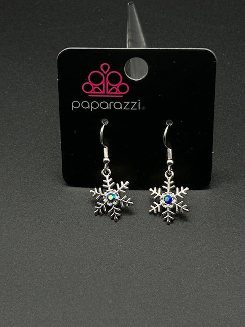 Starlet Shimmer Iridescent Snowflake Earrings