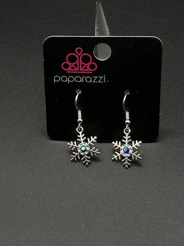 Starlet Shimmer Iridescent Snowflake Earrings