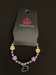 Starlet Shimmer Flowers and Cloud Stretch Bracelet - Yellow & Purple
