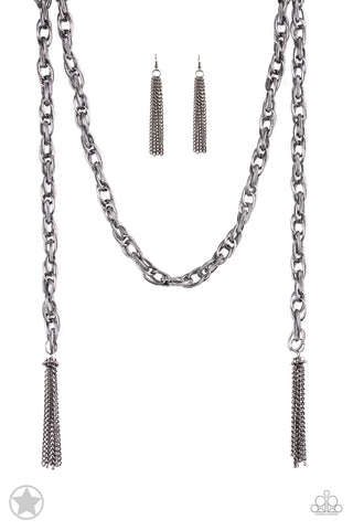 Scarfed for Attention Gunmetal / Black Necklace