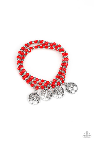 Plant a Tree Red Stretch Bracelet