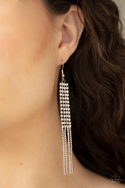 Rhinestone Romance White Earrings