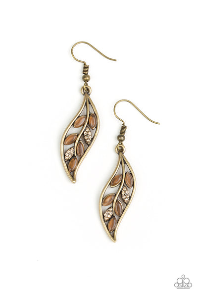 Sparkling Stems Brass Earrings