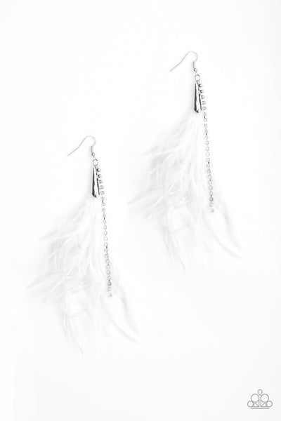 Showstopping Showgirl White Earrings