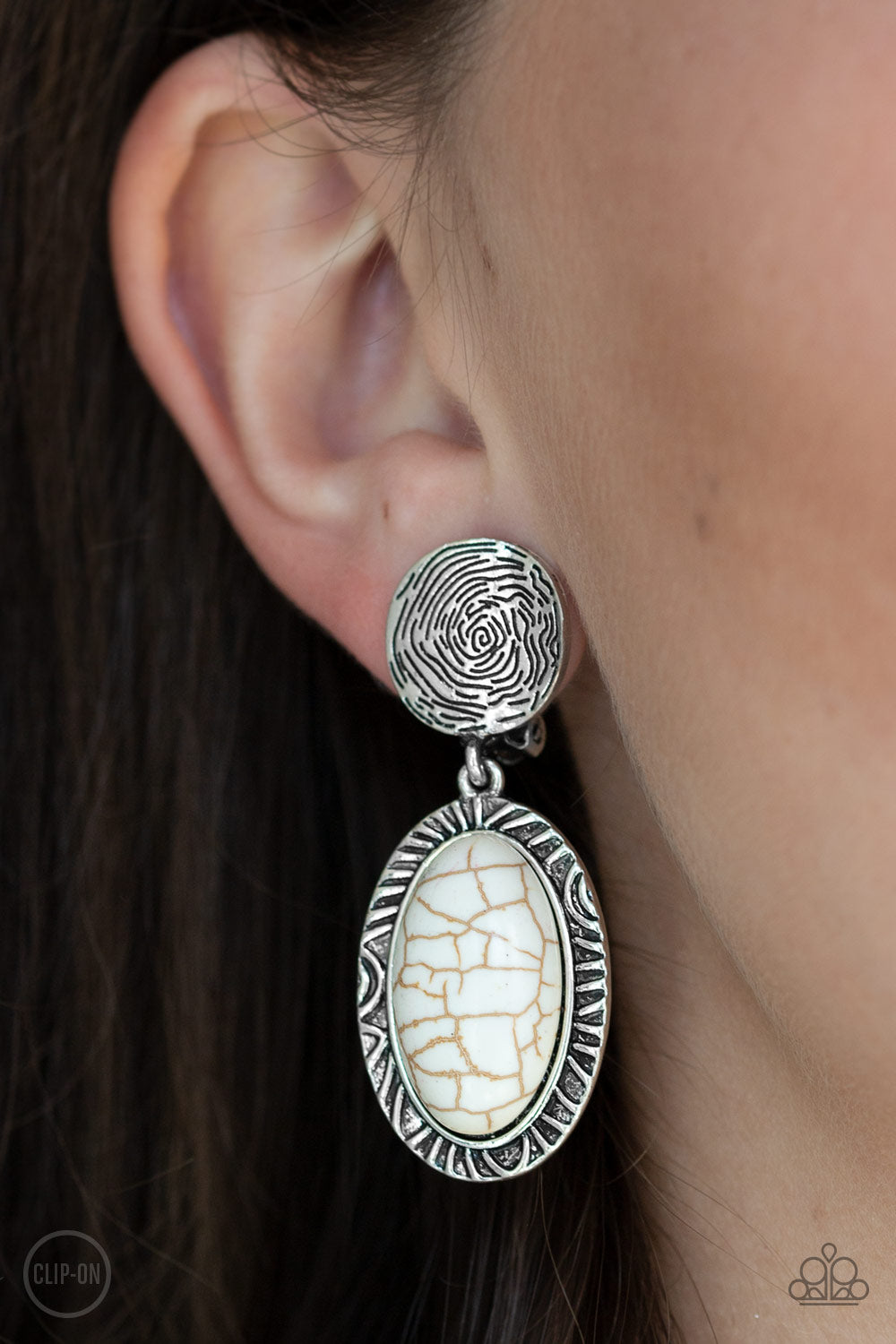 Southern Impressions White Clip-On Earrings