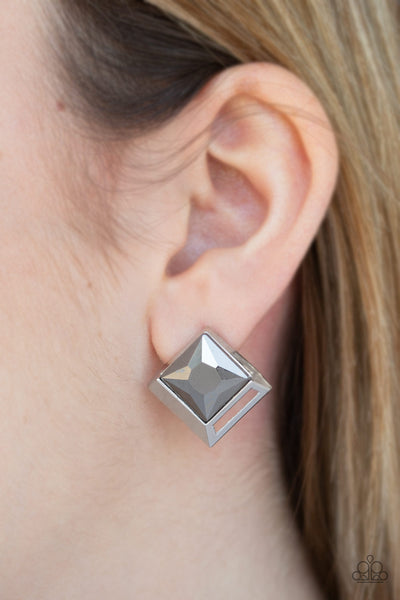 Stellar Square Silver Post Earrings