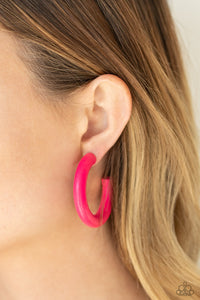 Woodsy Wonder Pink Hoop Earrings