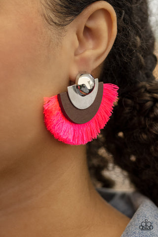 Fan the Flamboyance Pink Post Earrings
