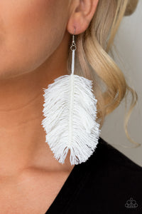 Hanging by a Thread White Earrings