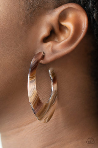 Retro Renaissance Brown Hoop Earrings