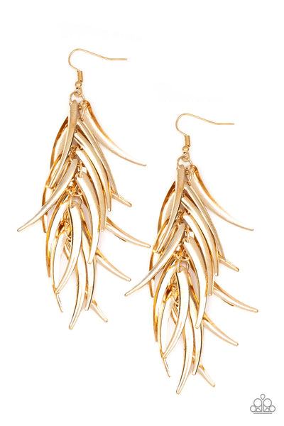 Tasseled Talons Gold Earrings
