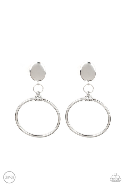 Jumping Through Hoops Silver Clip-On Earrings