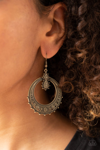 Solar Orbit Brass Earrings