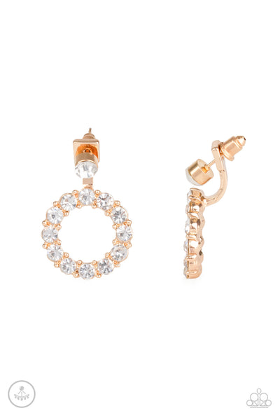 Diamond Halo Gold Post Jacket Earrings