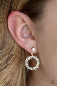 Diamond Halo Gold Post Jacket Earrings