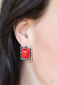 Center Stagecoach Red Post Earrings
