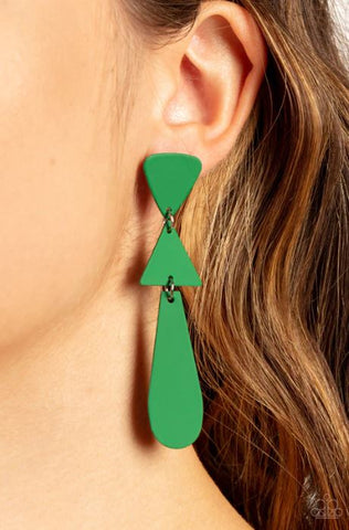 Retro Redux Green Post Earrings