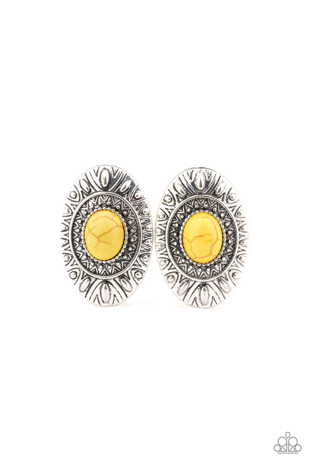 Stone Tiki Yellow Post Earrings