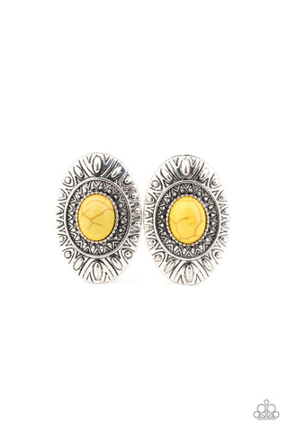 Stone Tiki Yellow Post Earrings
