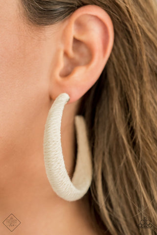 Twine and Dine White Hoop Earrings