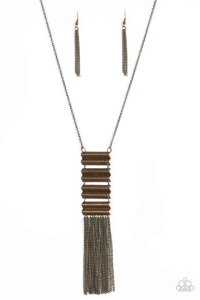 Watch Your Step Brass Necklace