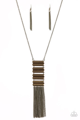 Watch Your Step Brass Necklace